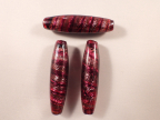 Vintage Red and Purple Striped, 40x10mm Foil Ovals, Red Outside,